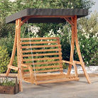 Houten schommelbank met luifel van massief vurenhout met teak afwerking - Antraciet / 1 - Schommelbanken