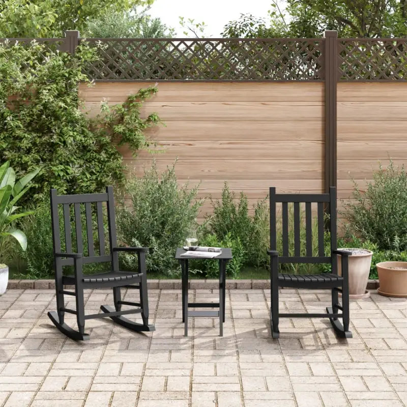 Houten Schommelstoel voor Buiten met Stevige Populierenhouten Frame - Zwart / 2 - Schommelstoelen