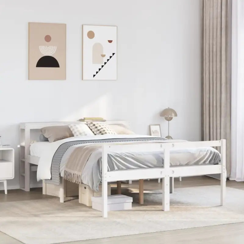 Houten seniorenbed van massief grenenhout voor een goede nachtrust - Wit / 135 x 190 cm - Bedden & bedframes