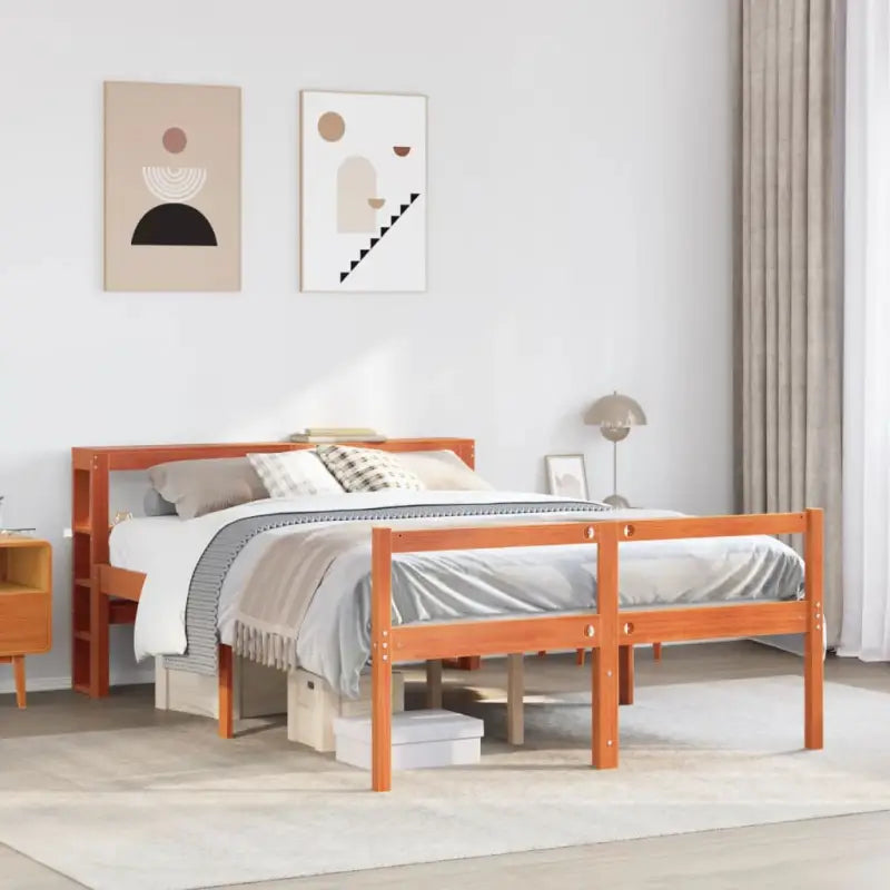 Houten seniorenbed van massief grenenhout voor een goede nachtrust - Wasbruin / 135 x 190 cm - Bedden & bedframes