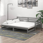 Houten slaapbank van massief grenenhout met comfortabele zithoek - Grijs - Bedden & bedframes
