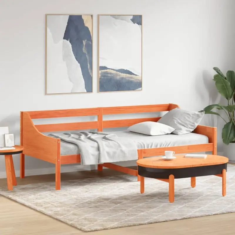 Houten slaapbank van massief grenenhout met multiplex lattenbodem - Bruin / 100 x 200 cm - Bedden & bedframes