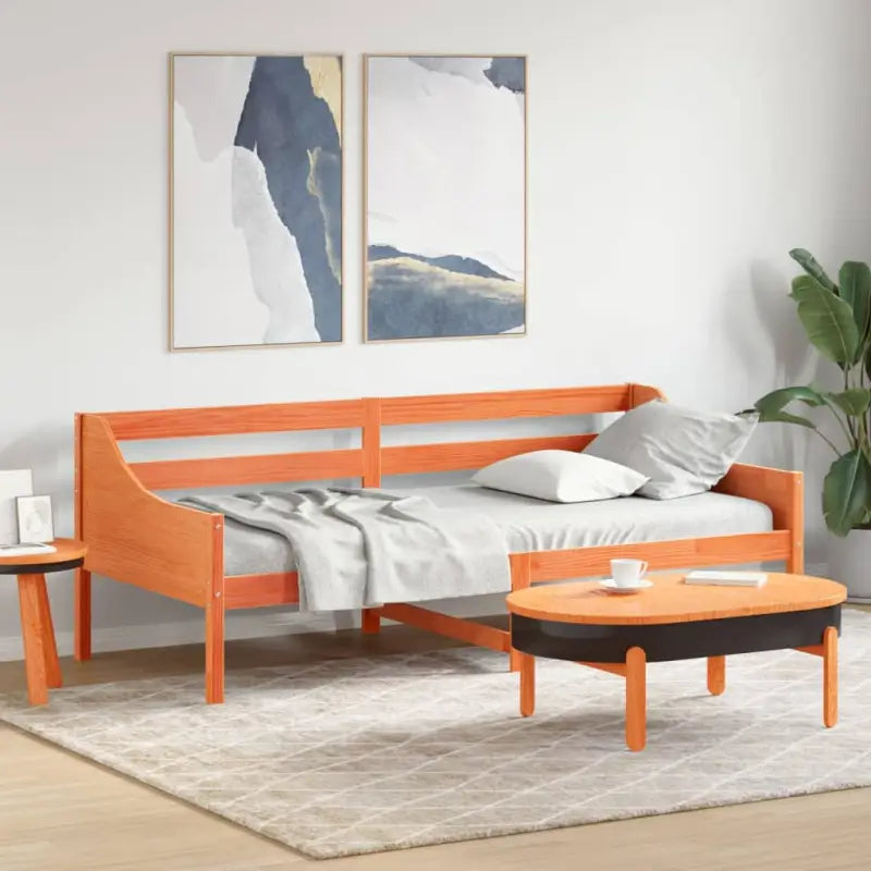 Houten slaapbank van massief grenenhout met multiplex lattenbodem - Bruin / 80 x 200 cm - Bedden & bedframes