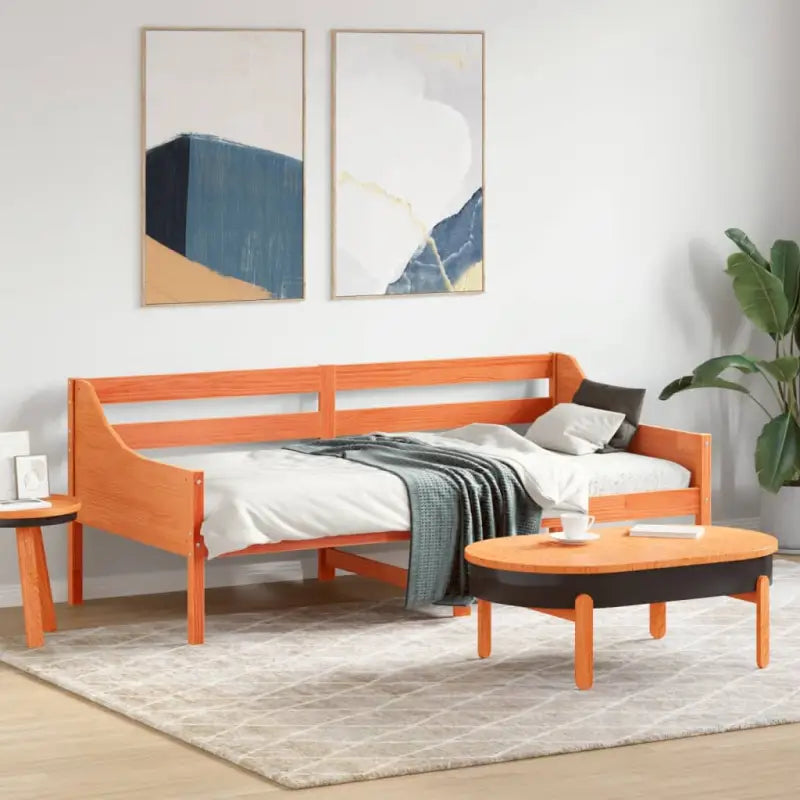 Houten slaapbank van massief grenenhout met multiplex lattenbodem - Bruin / 90 x 190 cm - Bedden & bedframes