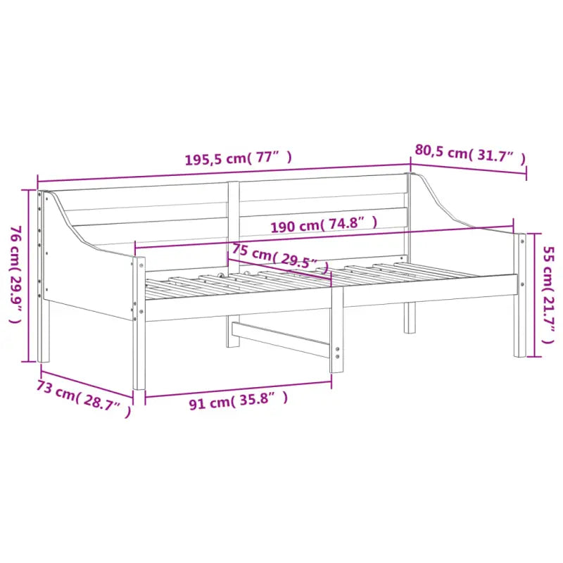Houten slaapbank van massief grenenhout met multiplex lattenbodem - Bedden & bedframes