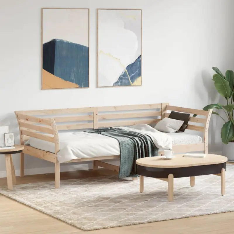 Houten slaapbank van massief grenenhout met multiplex lattenbodem - Naturel / 90 x 190 cm - Bedden & bedframes