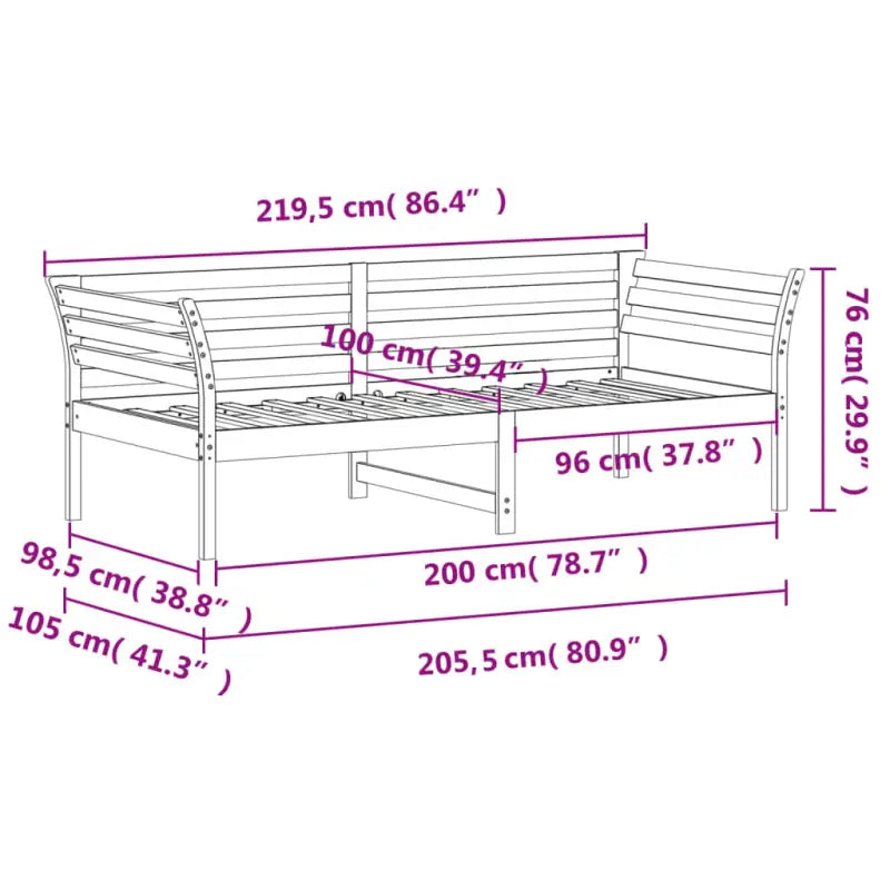 Houten slaapbank van massief grenenhout met multiplex lattenbodem - Bedden & bedframes