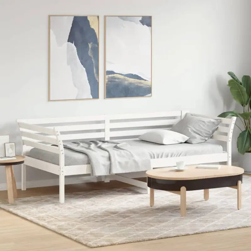 Houten slaapbank van massief grenenhout met multiplex lattenbodem - Wit / 100 x 200 cm - Bedden & bedframes
