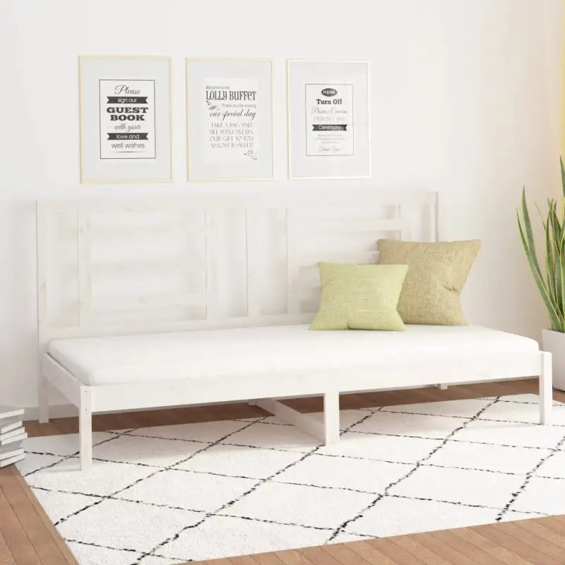 Houten Slaapbank van Massief Grenenhout met Tijdloos Design - Wit / 80 x 200 cm - Bedden & bedframes