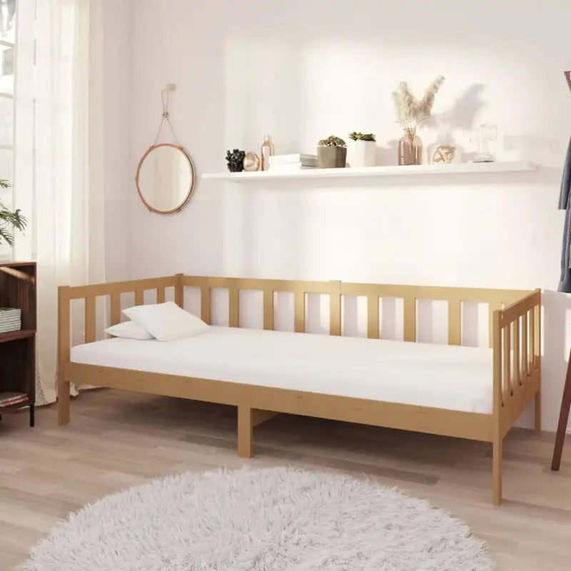 Houten Slaapbank van Massief Grenenhout voor Logees en Zitcomfort - Honingbruin - Bedden & bedframes