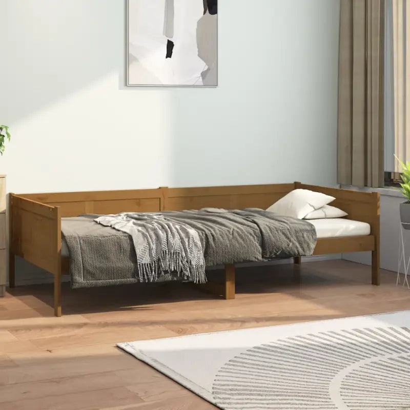 Houten slaapbank van massief Grenenhout voor overdag sofa en nachtrust - Honingbruin / 90 x 190 cm - Bedden & bedframes