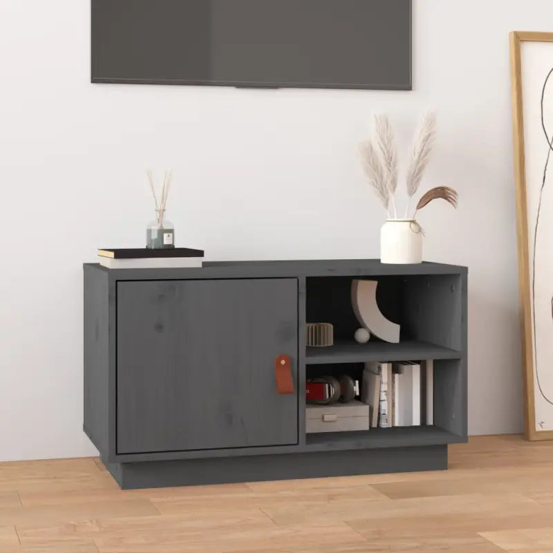 Houten televisiemeubel van massief grenenhout voor je woonruimte - Grijs / 1 - Tv-meubels