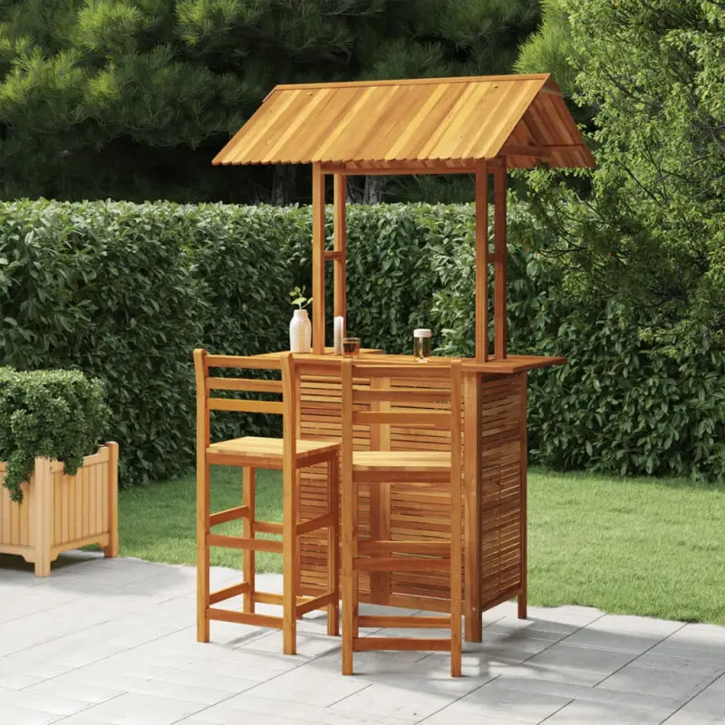 Houten tuinbarset van massief acaciahout voor stijlvolle buitenruimtes - Barstoelen met rugleuning - Tuinsets