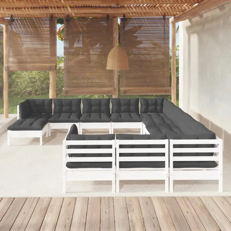 Houten tuinmeubelset met massief grenenhout en comfortabele rug en zijkussens - Tuinsets