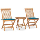 Houten tuinset met fijn geschuurd teakhout en afmetingen voor tafel en stoel - Blauw - Tuinsets