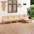 Houten tuinset met massief grenenhout en voetenbank tafel - Bruin - Tuinsets