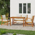 Houten tuinset van massief acaciahout met olieafwerking en comfortabele kussens - Crèmewit / Bank + 2x stoel + Tafel