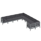 Houten tuinset van massief grenenhout met comfortabele rug- en zijkussens - Tuinsets