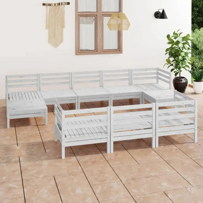 Houten tuinset van massief grenenhout met tafel en voetenbank - Wit - Tuinsets