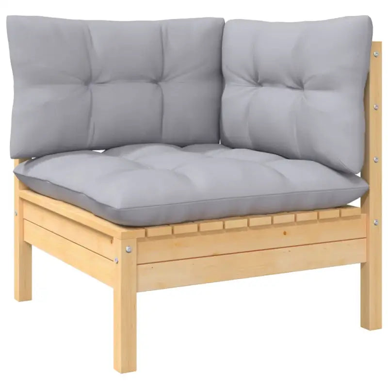 Houten tuinset van massief grenenhout met voetenbank tafel en rugzijkussen - Tuinsets