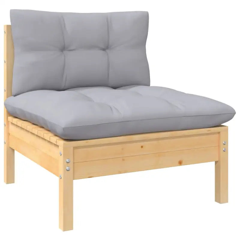 Houten tuinset van massief grenenhout met voetenbank tafel en rugzijkussen - Tuinsets