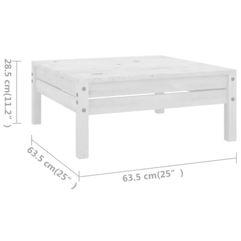 Houten Tuinset van Massief Grenenhout met Voetenbank Tafel - Wit - Tuinsets