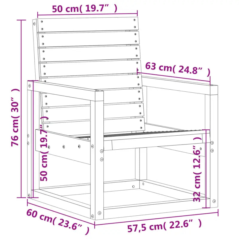Houten tuinstoel van massief grenenhout voor in de tuin of op het terras - Tuinstoelen