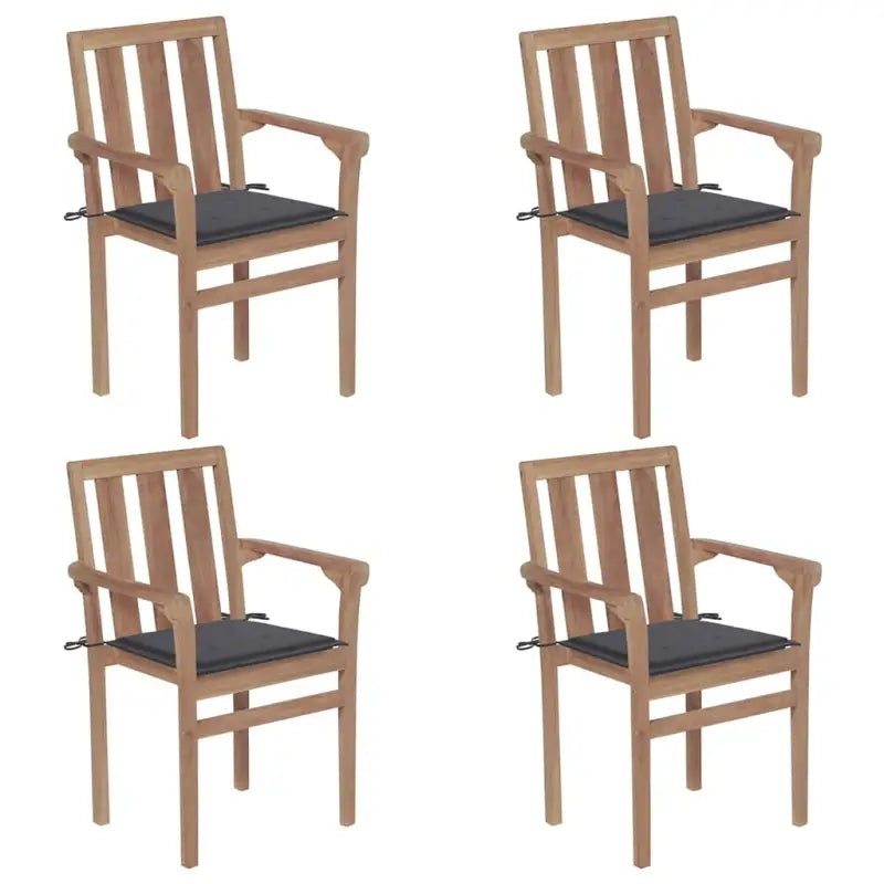 Houten tuinstoelen set met hard teakhout en fijn geschuurde afwerking - Antraciet / 4 - Tuinstoelen