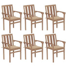 Houten tuinstoelen set met hard teakhout en fijn geschuurde afwerking - Beige / 6 - Tuinstoelen