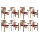 Houten tuinstoelen set met hard teakhout en fijn geschuurde afwerking - Wijnrood / 8 - Tuinstoelen