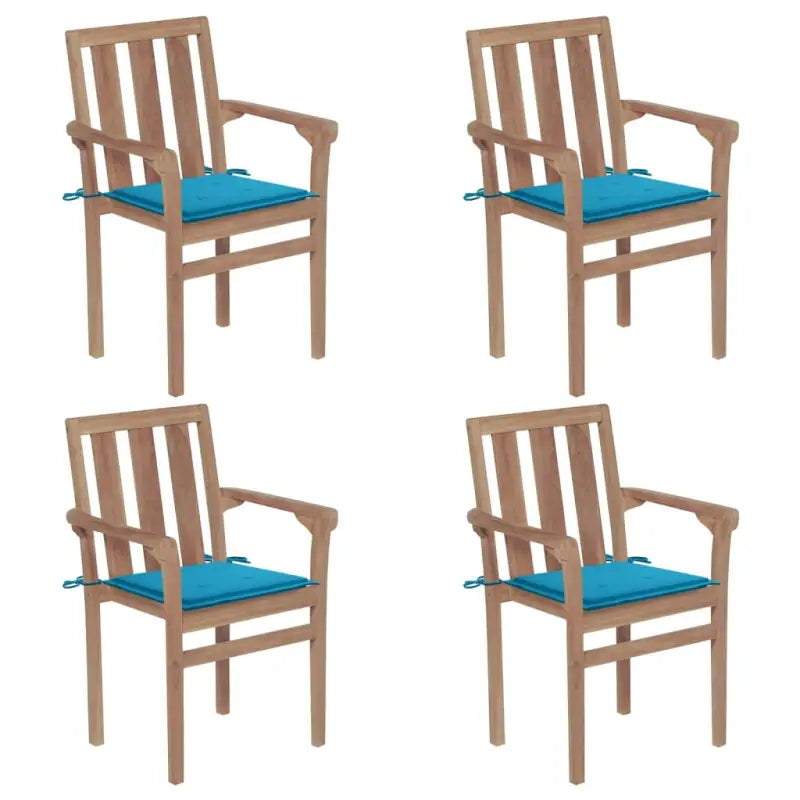 Houten tuinstoelen set met hard teakhout en fijn geschuurde afwerking - Blauw / 4 - Tuinstoelen