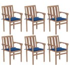 Houten tuinstoelen set met hard teakhout en fijn geschuurde afwerking - koningsblauw / 6 - Tuinstoelen