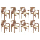 Houten tuinstoelen set met hard teakhout en fijn geschuurde afwerking - Crème / 8 - Tuinstoelen