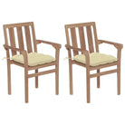 Houten tuinstoelen set van fijn geschuurd hard teakhout - Crème / 2 - Tuinstoelen