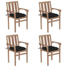 Houten tuinstoelen set van fijn geschuurd hard teakhout - Zwart / 4 - Tuinstoelen