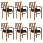 Houten tuinstoelen set van fijn geschuurd hard teakhout - Zwart / 6 - Tuinstoelen