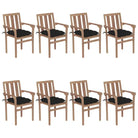 Houten tuinstoelen set van fijn geschuurd hard teakhout - Zwart / 8 - Tuinstoelen