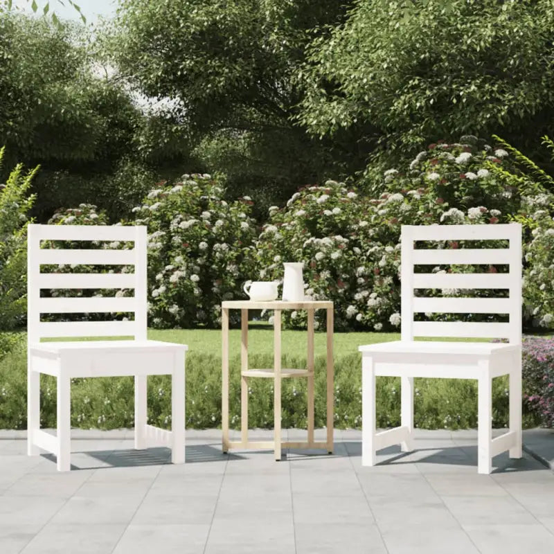 Houten tuinstoelen van massief grenenhout voor comfortabel buitengebruik - Wit grenenhout / 50 x 48 x 91.5 cm / 2