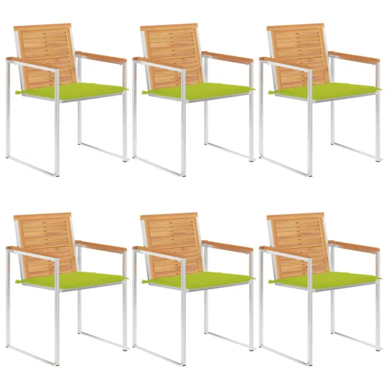 Houten tuinstoelen van massief teakhout met roestvrij staal elementen - Heldergroen / 6 - Tuinstoelen