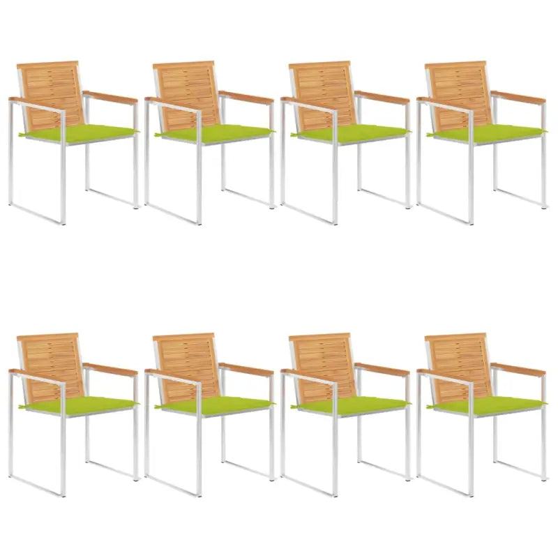 Houten tuinstoelen van massief teakhout met roestvrij staal elementen - Heldergroen / 8 - Tuinstoelen