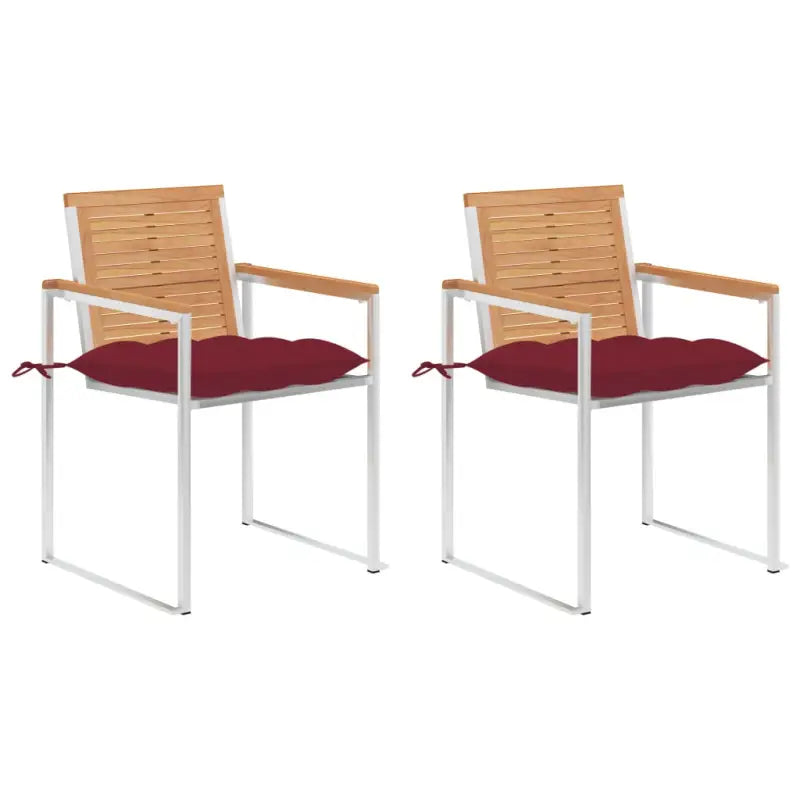 Houten tuinstoelen van massief teakhout voor een stijlvol terras - Wijnrood / 2 - Tuinstoelen