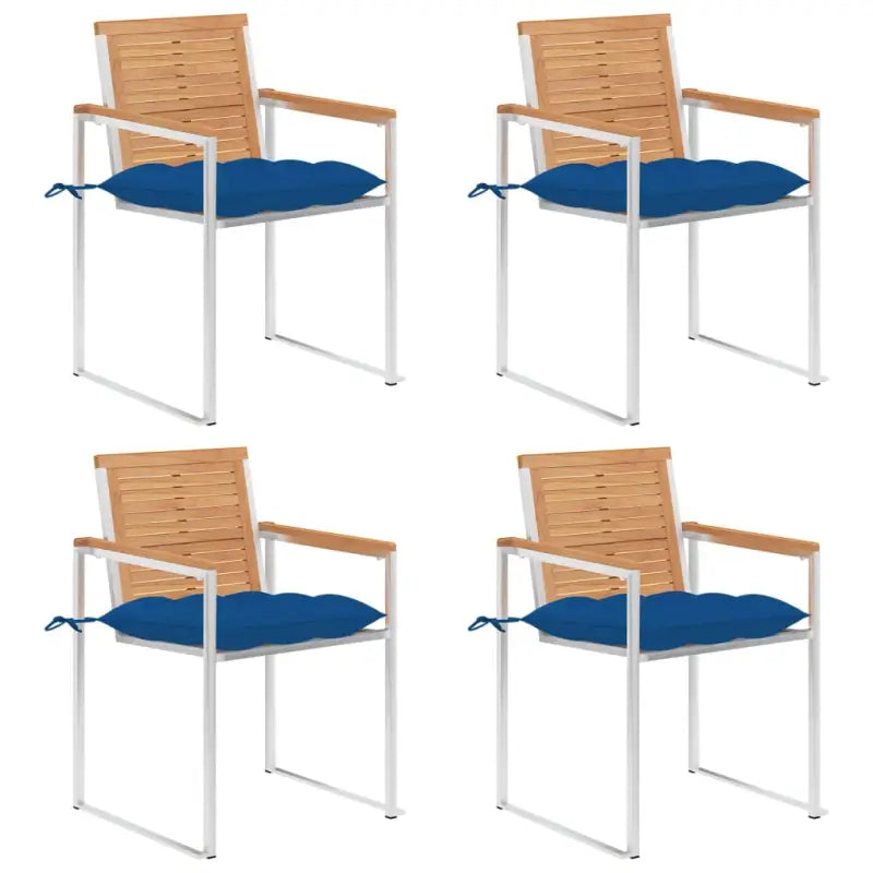 Houten tuinstoelen van massief teakhout voor een stijlvol terras - Blauw / 4 - Tuinstoelen