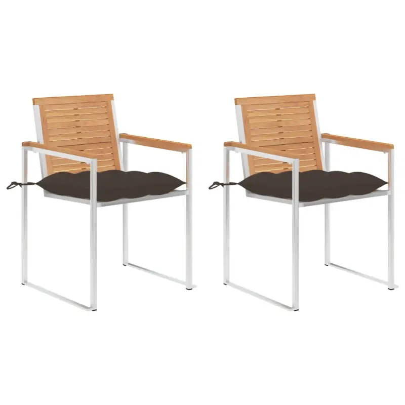 Houten tuinstoelen van massief teakhout voor een stijlvol terras - Taupe / 2 - Tuinstoelen