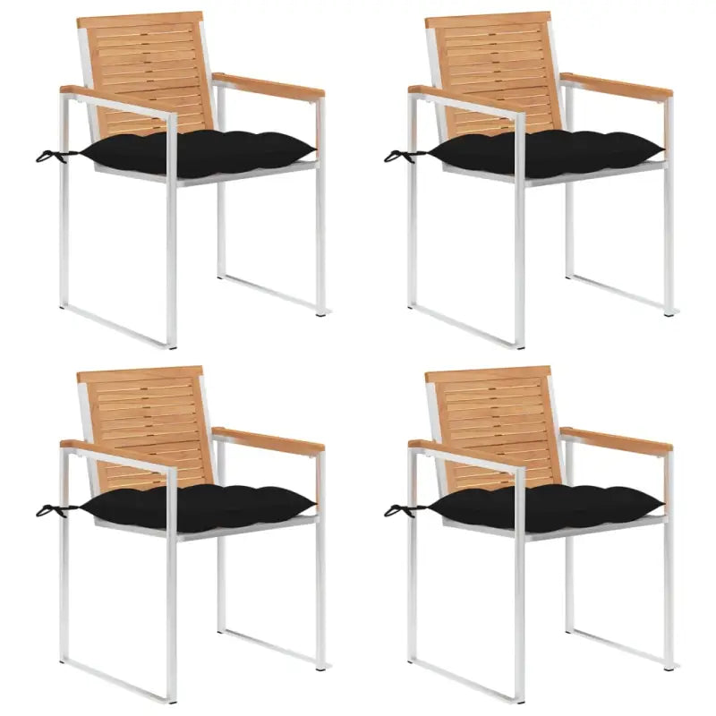 Houten tuinstoelen van massief teakhout voor een stijlvol terras - Zwart / 4 - Tuinstoelen