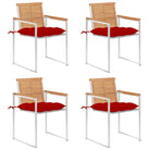 Houten tuinstoelen van massief teakhout voor een stijlvol terras - Rood / 4 - Tuinstoelen