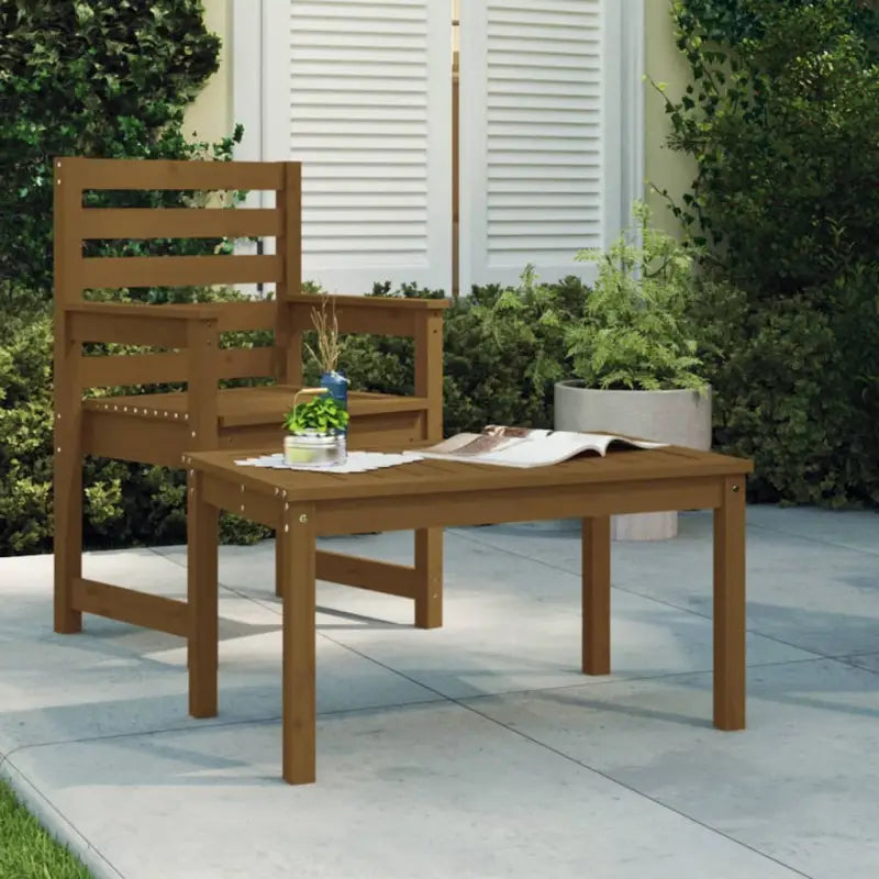Houten tuintafel van massief grenenhout voor gezellige buitenmaaltijden - Honingbruin grenenhout / 82.5 x 50.5 x 45 cm