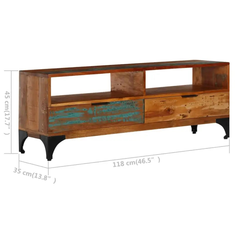 Houten tv-meubel in antieke stijl van massief gerecycled hout - Tv-meubels
