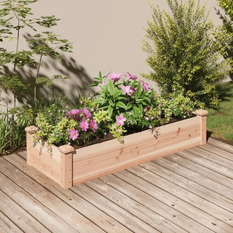 Houten verhoogd plantenbak van massief vurenhout met open bodem - Naturel / 120 x 45 x 25 cm / 1 - Bloempotten &