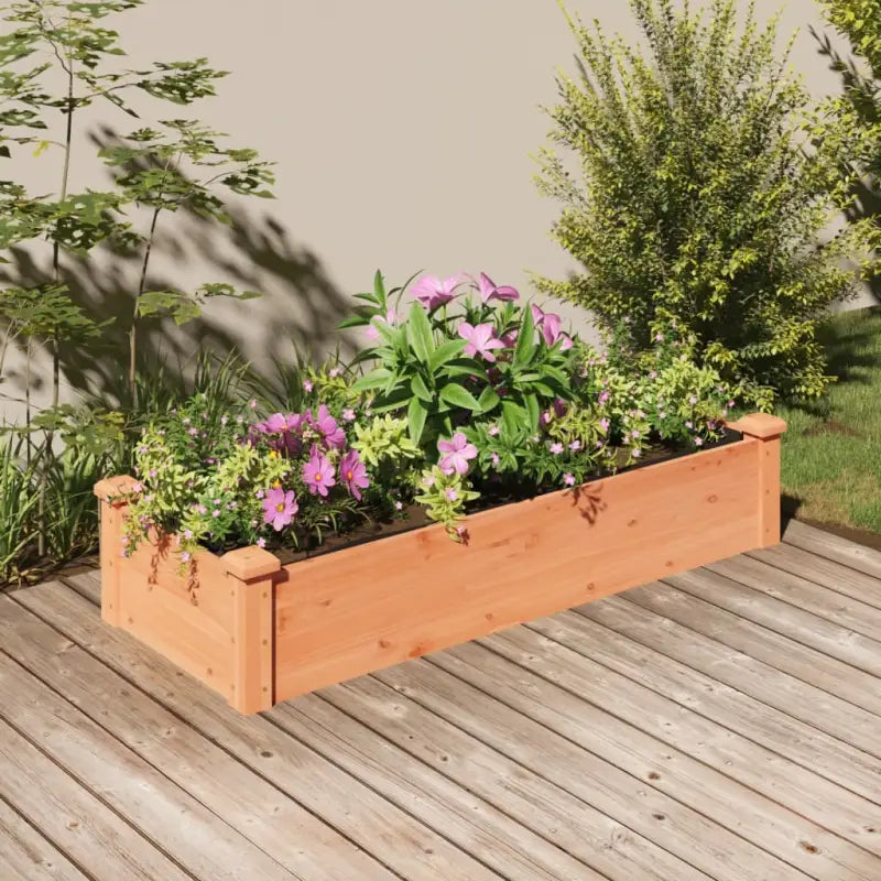 Houten verhoogd plantenbak van massief vurenhout met open bodem - Bruin / 120 x 45 x 25 cm / 1 - Bloempotten &