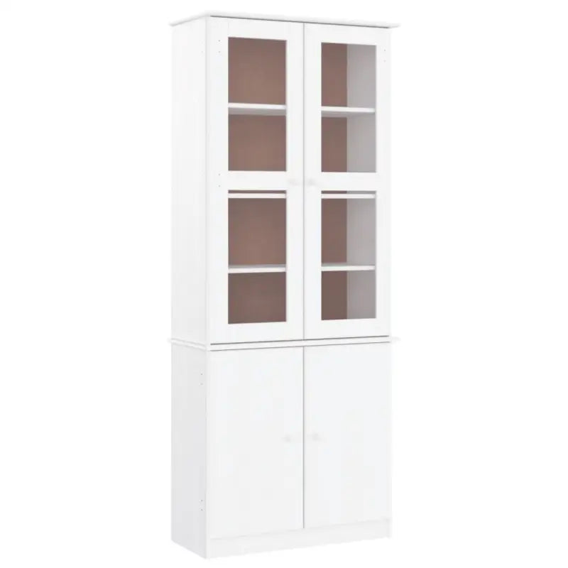 Houten vitrinekast met massief grenenhout en houten knoppen - Dressoirs & buffetkasten